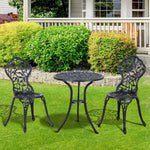 Bistro Set Garden Coffee Table Chair Outdoor Dining Set | Black