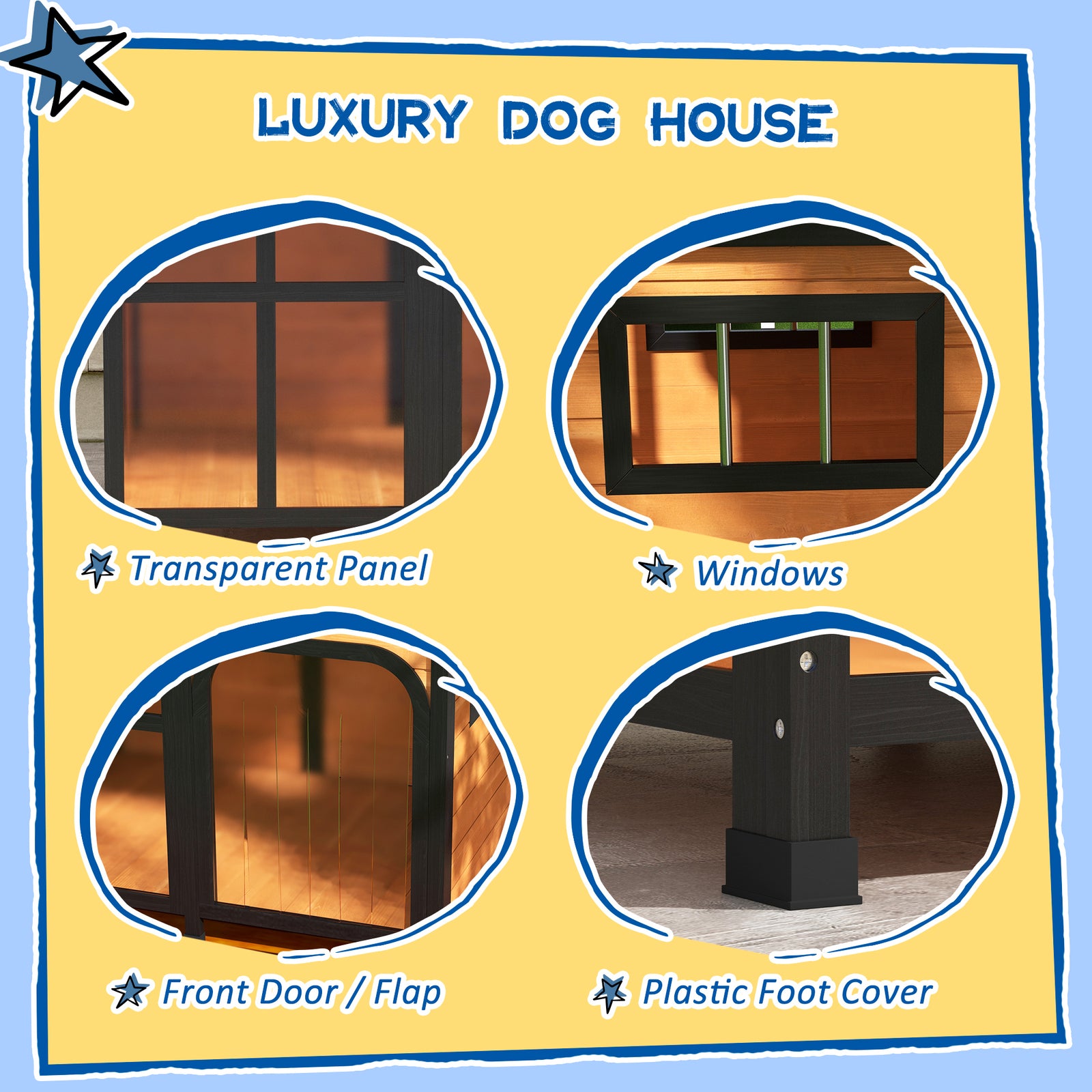 Wooden Dog Kennel, Dog House With Removable Floor, Asphalt And Openable Roof | Yellow