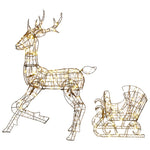 Outsunny Lighted Reindeer And Sleigh Set, Outdoor Christmas Decoration