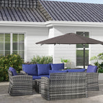 6 Pcs Patio Rattan Sofa Set Conversation Furniture | Blue