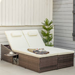 2-person Rattan Daybed Lounger Garden Recline Chair