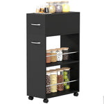 HOMCOM Rolling Storage Unit With Drawer Surface Top And 4 Wheels, Black