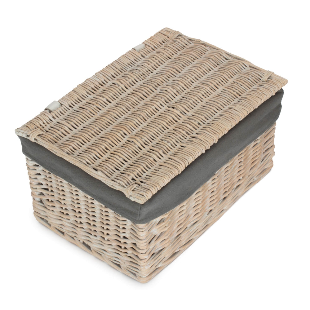 White Wash Steamed Cotton Lined Storage Basket | Medium