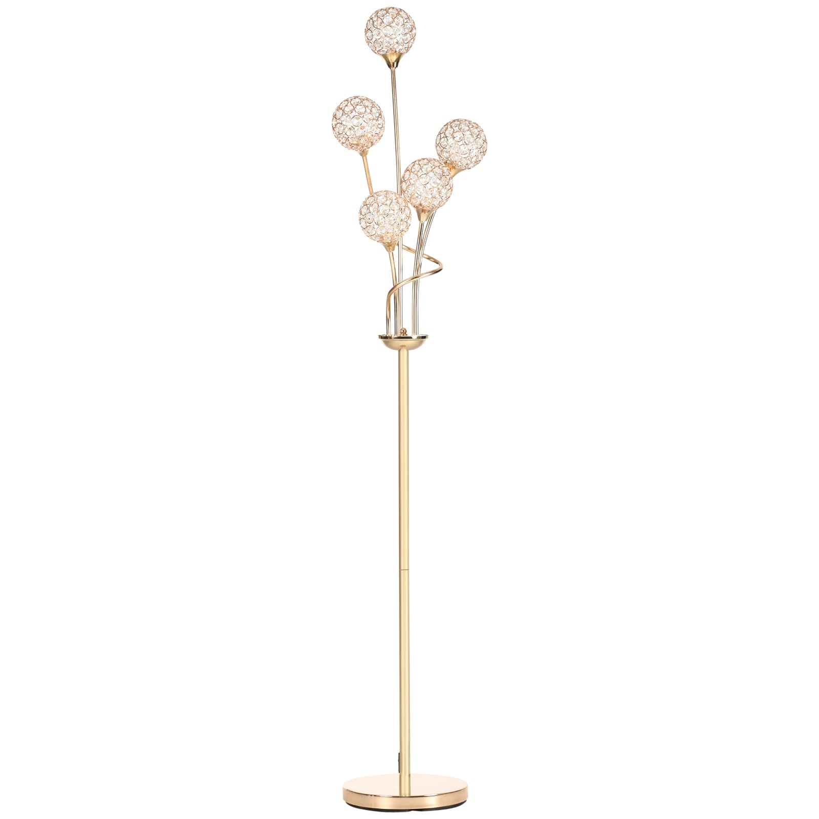 Modern Floor Lamp With K9 Crystal Shade 5 Light | One Size | Gold