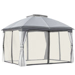 3.7 X 3metre Outdoor Steel Frame Gazebo With 2-tier Roof
