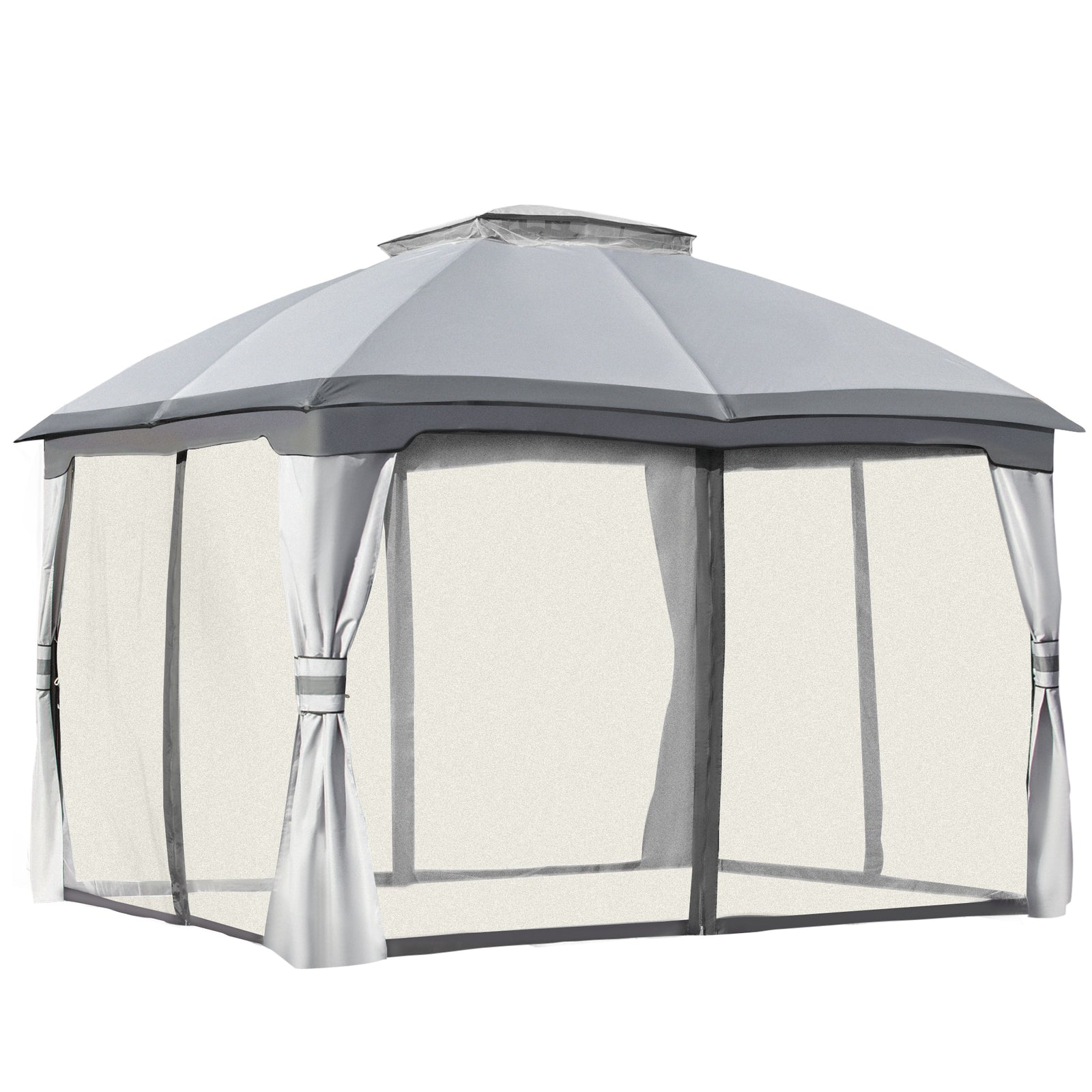 3.7 X 3metre Outdoor Steel Frame Gazebo With 2-tier Roof