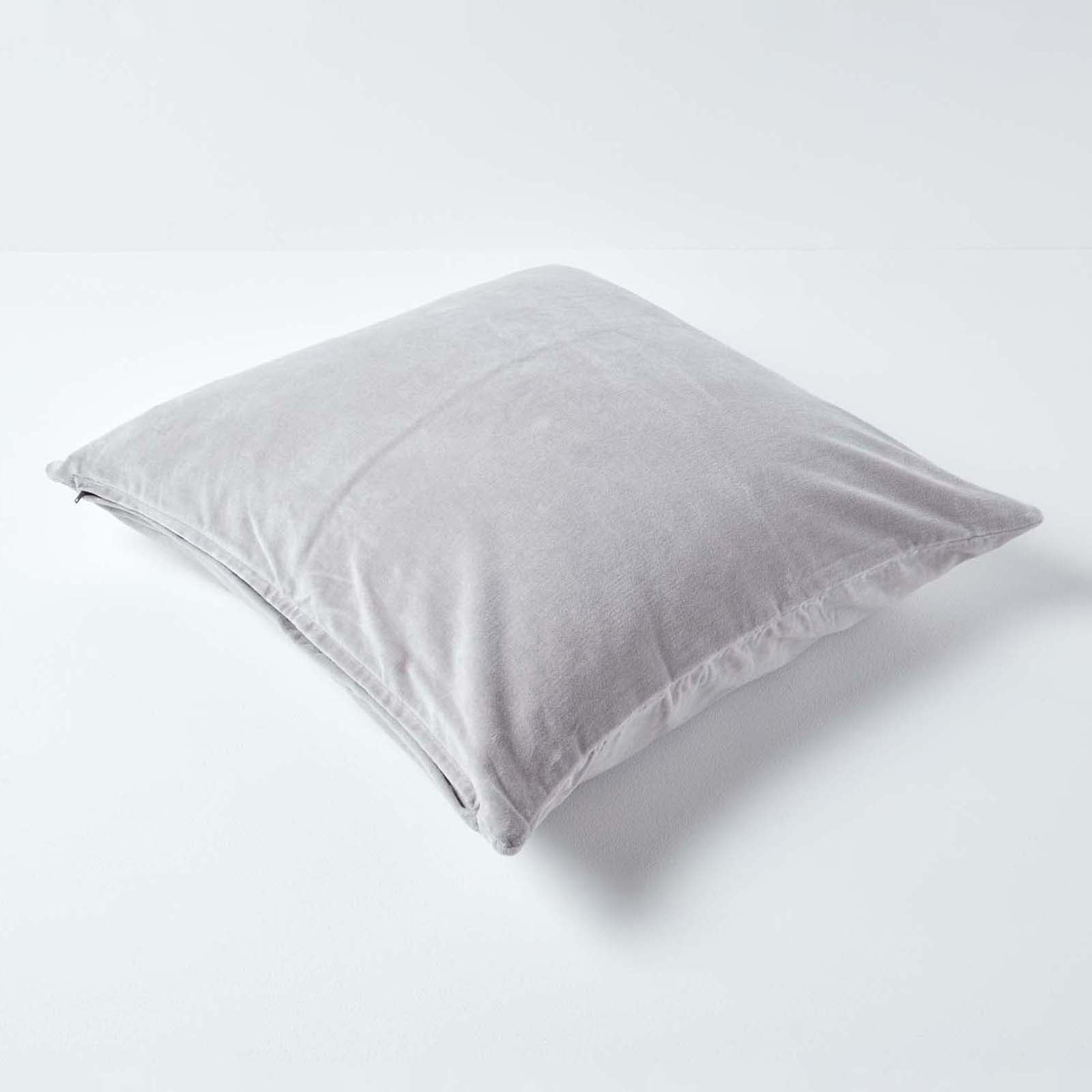 Luxury Cotton Velvet Cushion Cover | 60cm x 60cm | Light Grey