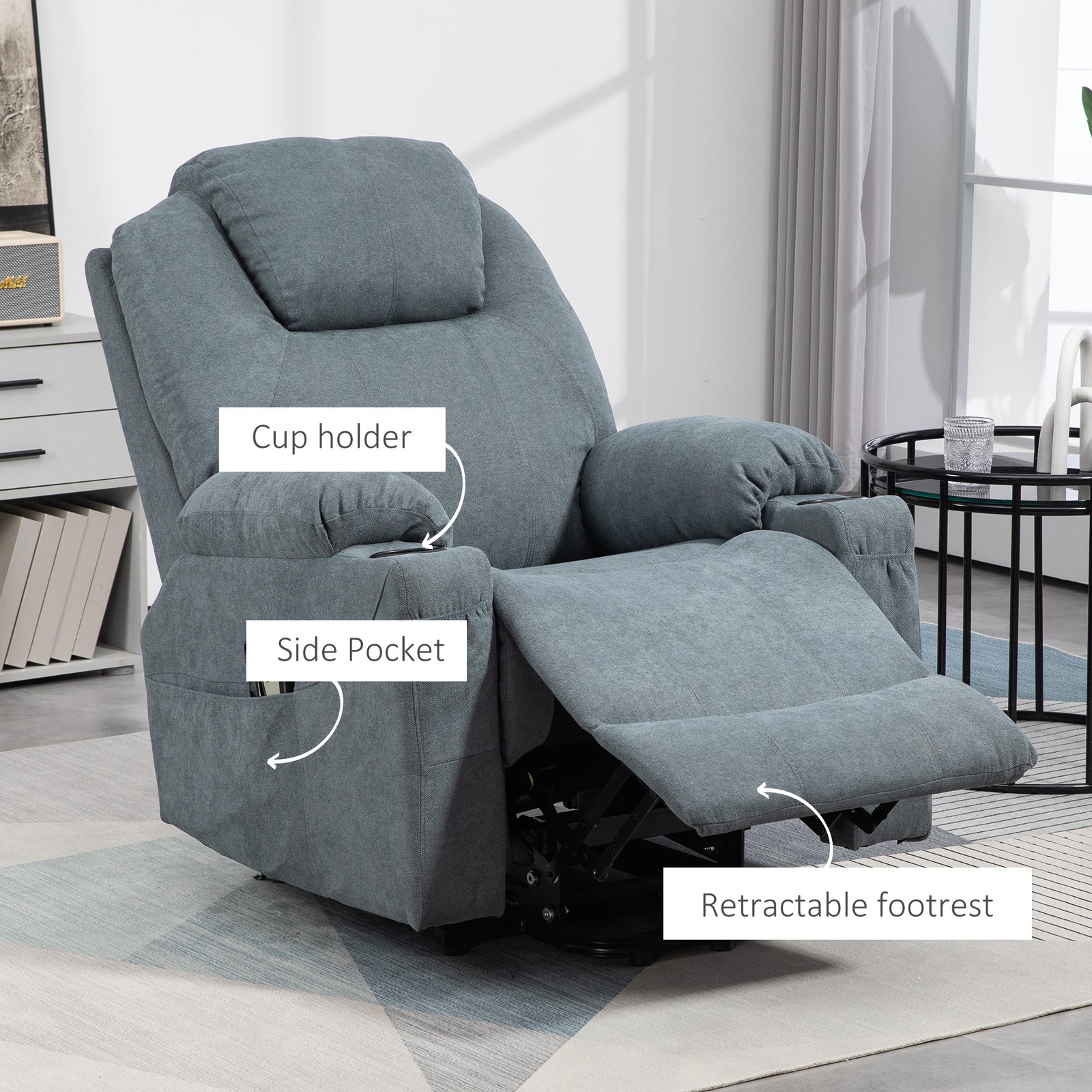 Lift Chair W/ Vibration Massage Heat Assembly Grey