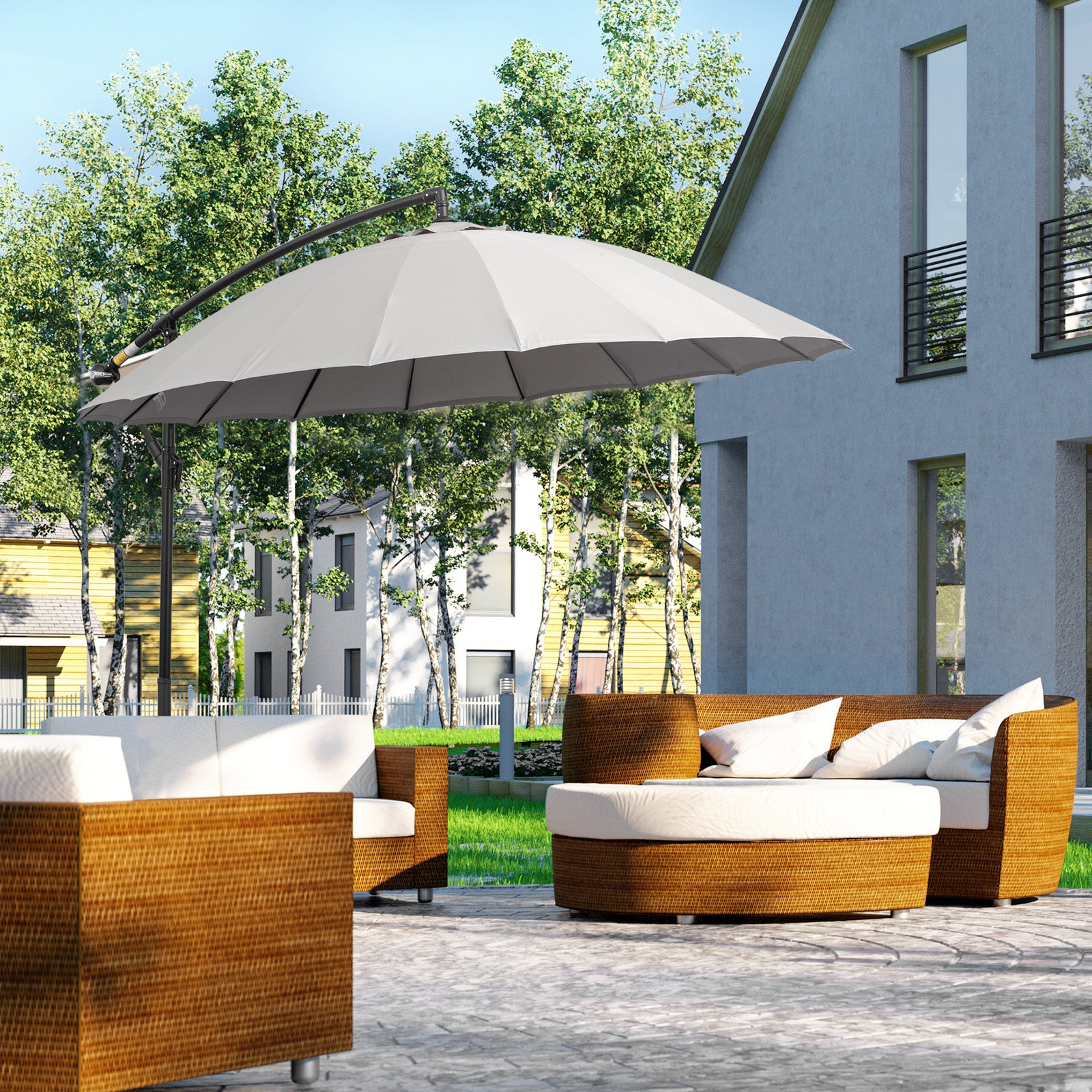2.7m Cantilever Shanghai Parasol W/ Crank & Cross Base
