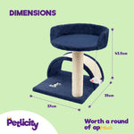 Cat Bed With Sisal Scratch Post Navy Carpeted Pet Resting Bed | One Size | Navy Blue