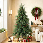 HOMCOM 6ft Predecorated Artificial Christmas Tree, Hinged Xmas Tree, Green
