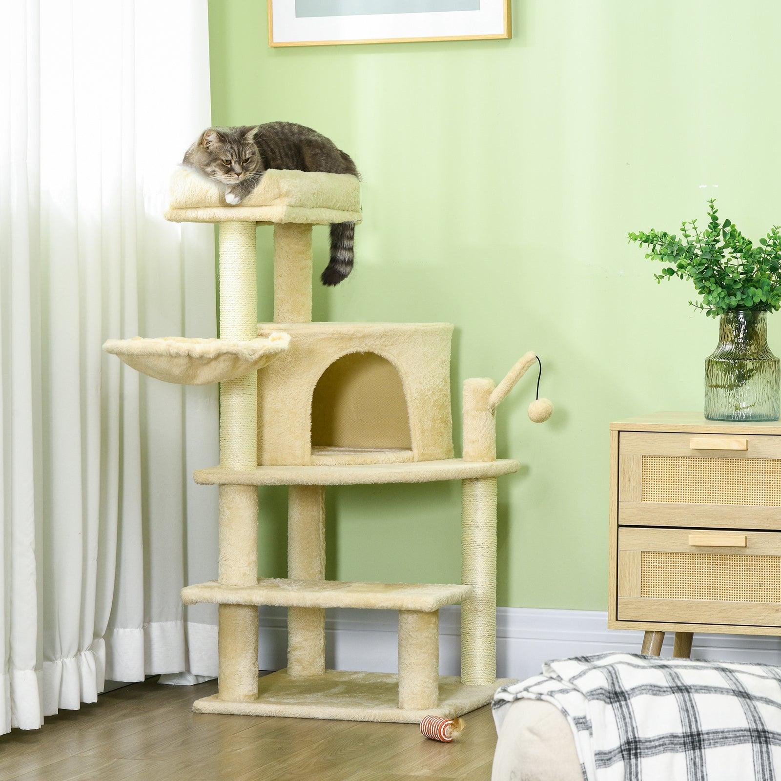 Cat Tree Tower Climbing  Activity Centre With Sisal Scratching Post | Cream