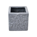 Cube Shaped Cement Planter Flower Pot With Drainage Holes | Small | Grey Granite