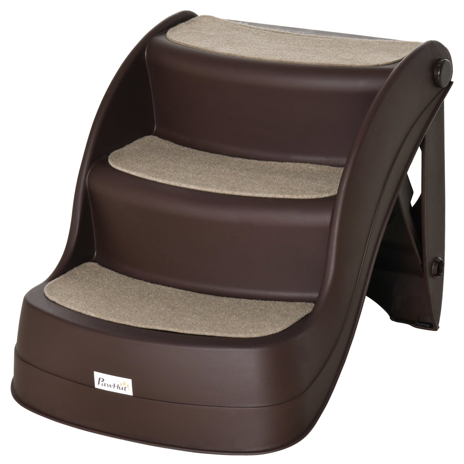 Foldable Pet Stairs 3 Steps With Non-slip Mats For Small Dogs | Brown