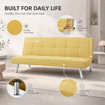Britney Linen Sofa Bed 3 Seater | Yellow