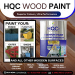 HQC Paint Wood Paint - Weatherproof For Fences, Gates, Sheds & Furniture