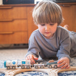 Wooden Drilling Train Engine & Carriages