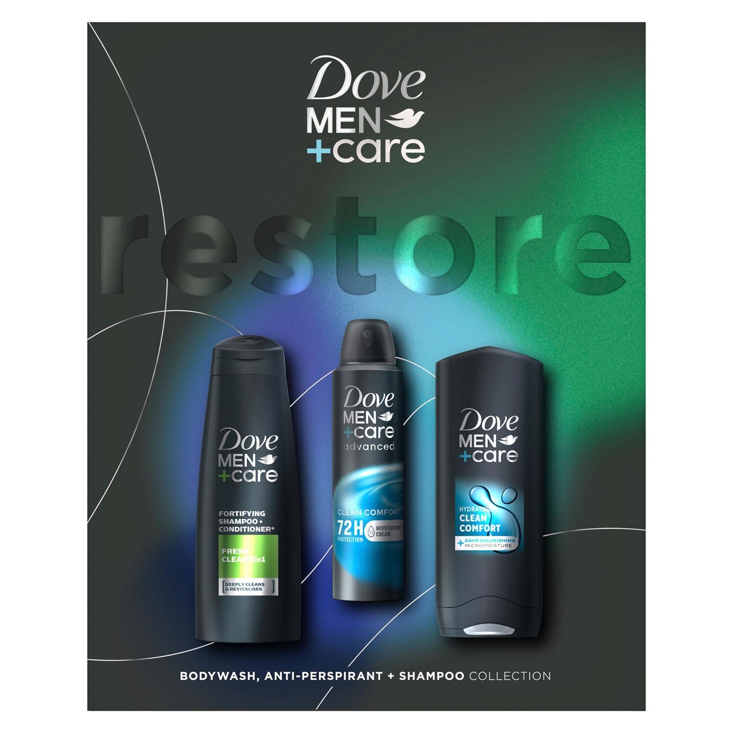 Men+care Restore Bodywash, Antiperspirant & Shampoo Gift Set For Him