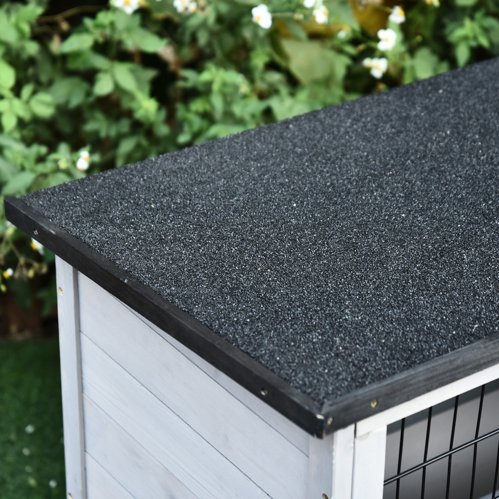 Rabbit Hutch W/ Removable Tray Openable Top For Indoors & Outdoors Grey