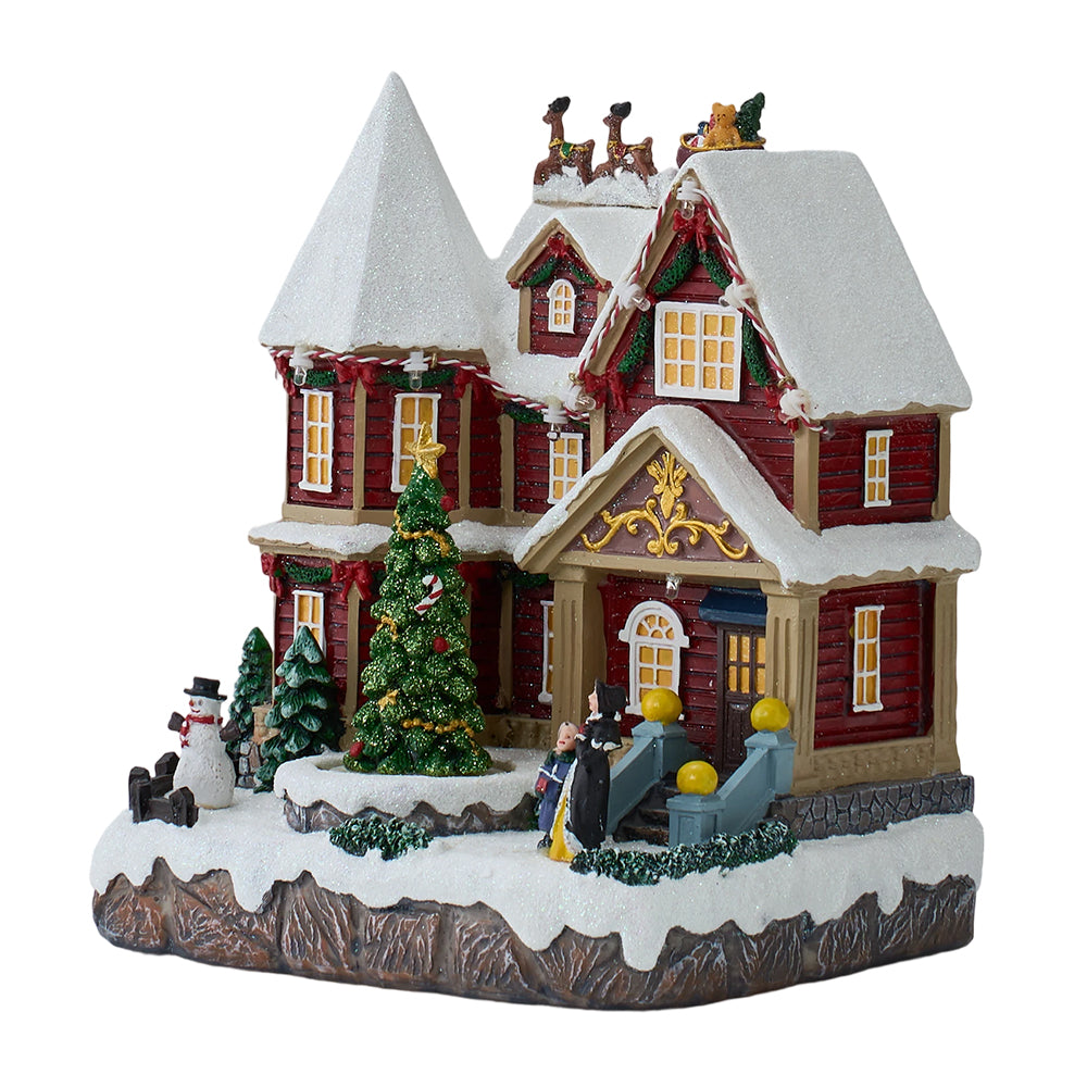Christmas Xmas House Music Box Ornaments With Lights