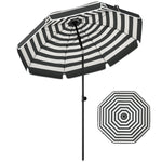 1.8 M Beach Umbrella Parasol With Sand Anchor, Tilt | Grey & White