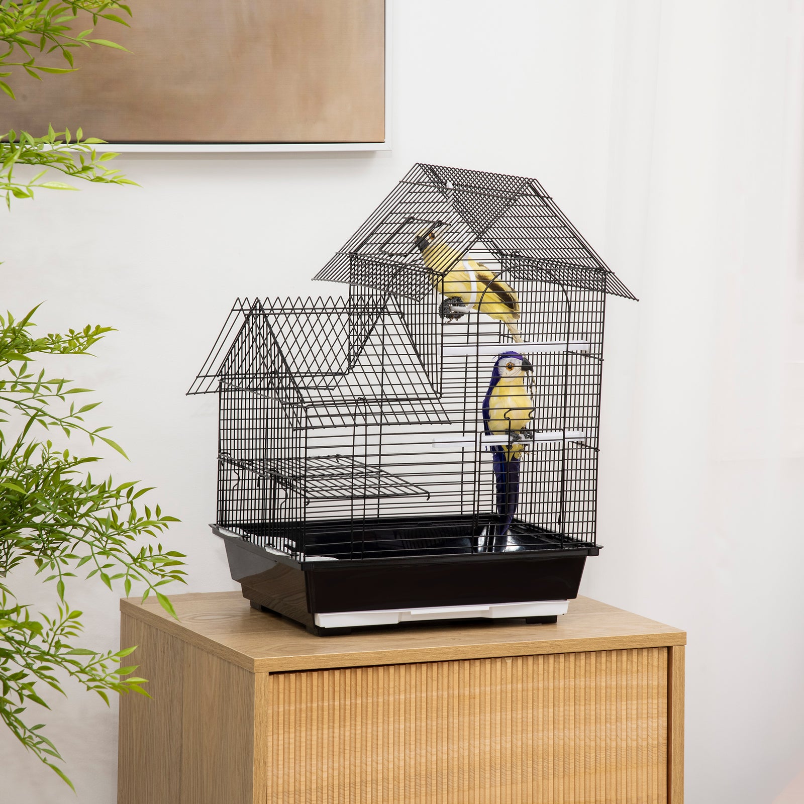 Metal Bird Cage, With Plastic Perch, Swing Ring, Handle, 39 X 33 X 47cm