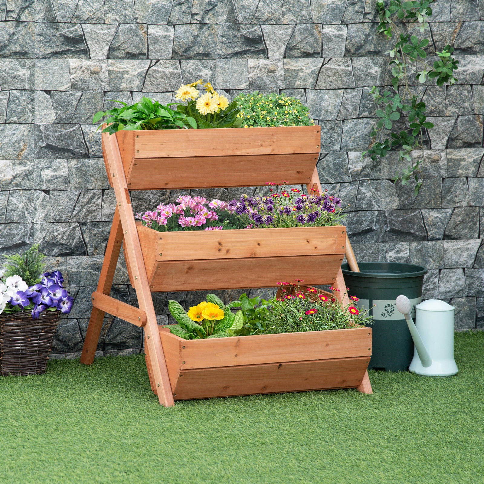 3 Tier Wooden Raised Garden Bed | Brown