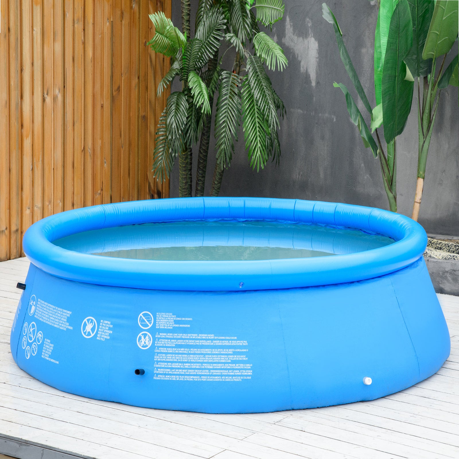 Inflatable Swimming Pool Family-sized, W/ Hand Pump 274x76cm | Blue
