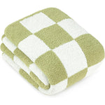Dyzi Checkered Throw Blanket Soft Cozy 200x230cm Sage Green