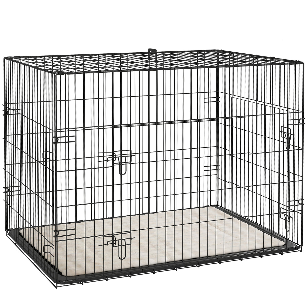 Pawhut Dog Crate With 2 Doors, Tray, Soft Cushion, For Extra Small Medium And Large Dogs | Black