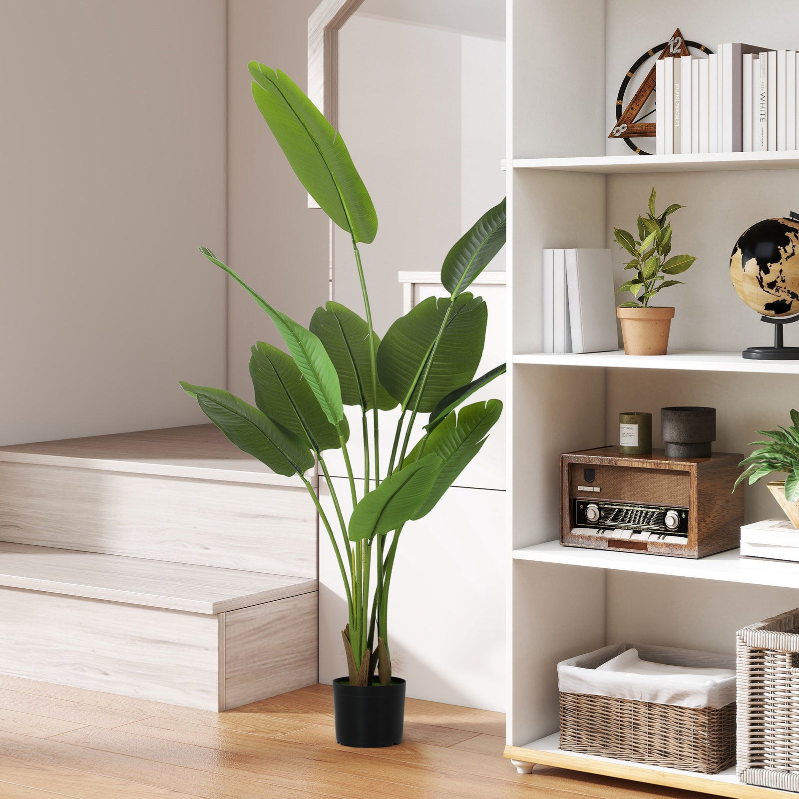 Artificial Bird Of Paradise Plant With Flocking In Pot | 160cm | Green