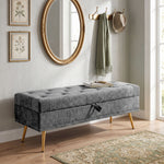 HOMCOM Storage Ottoman, Chenille Ottoman Storage Box