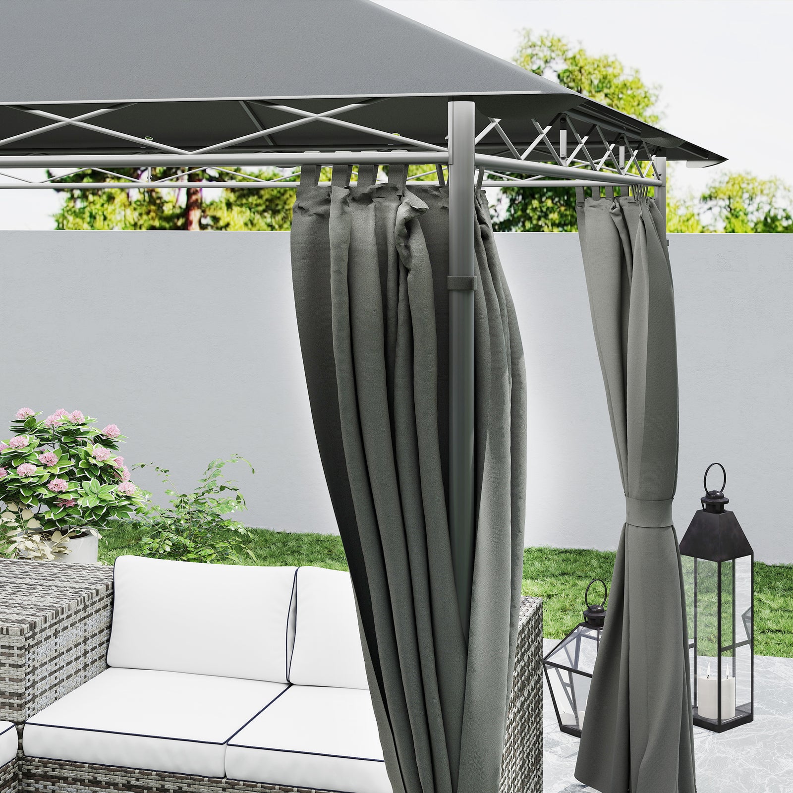 3x3m Garden Gazebo, Double Roof | Dark Grey