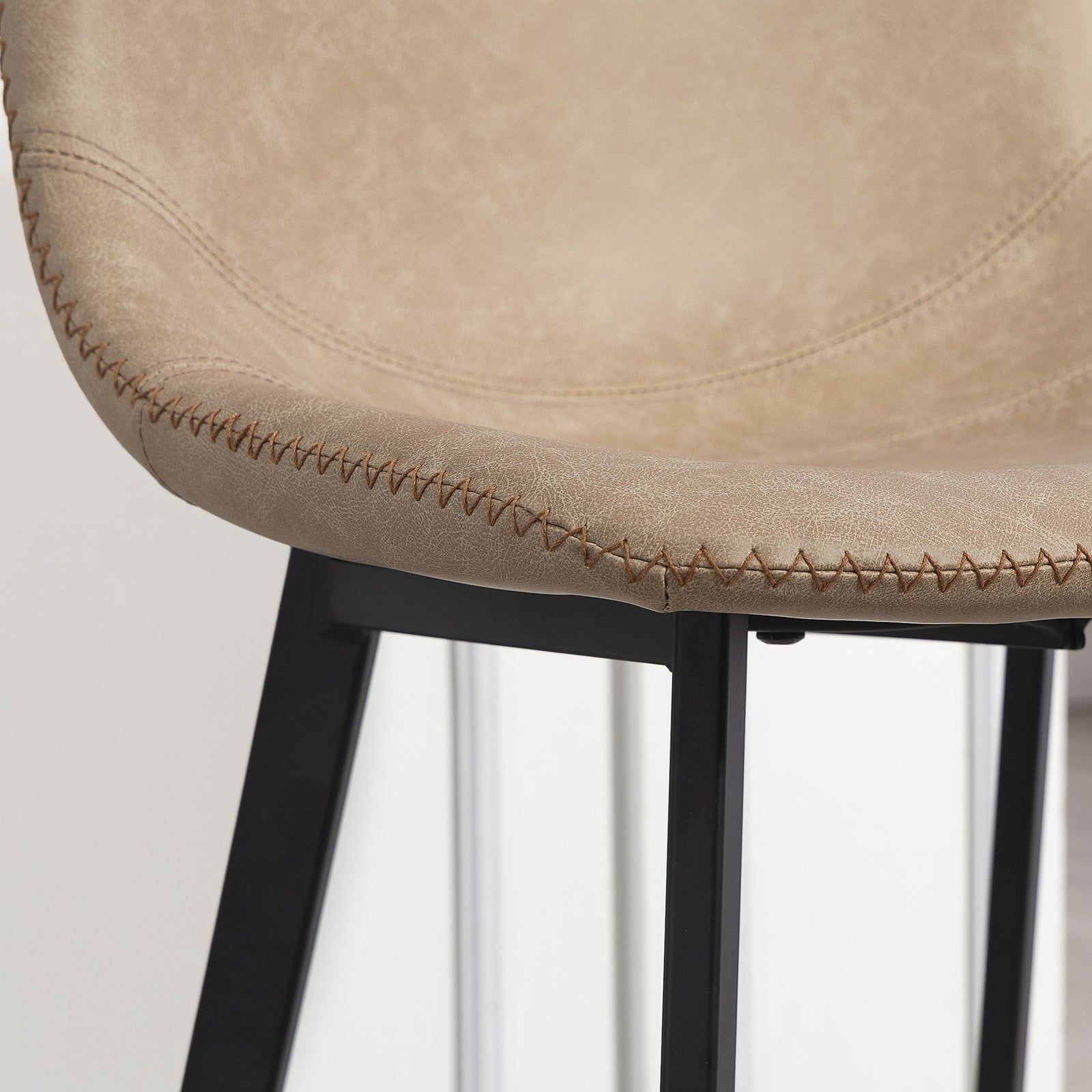 Bar Stools Set Of 2, Bar Chairs With Back And Steel Legs | Brown
