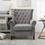 Tufted Upholstered Wingback Armchair– Elegant Accent Chair | Grey
