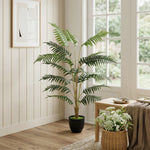 HOMCOM 120cm Tall Artificial Fern Topiary Tree In Cement Pot, Green