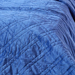 Paragon Diamond Pattern Geometric Velvet Bedspread | 200cm x 200cm | Navy Blue