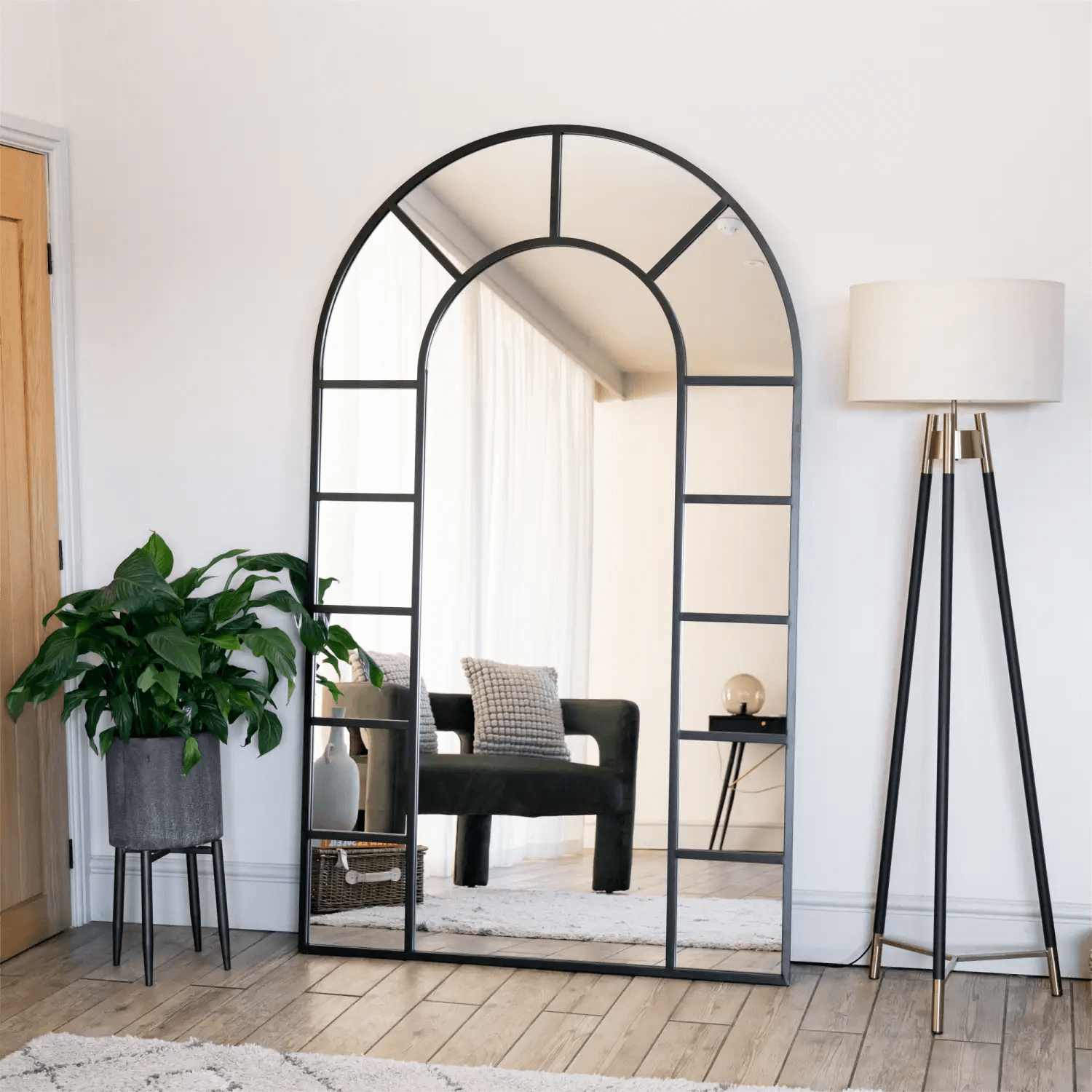 Mio - Metal Arched Window Mirror | 200cm x 120cm | Black