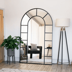 Mio - Metal Arched Window Mirror | 180cm x 90cm | Black