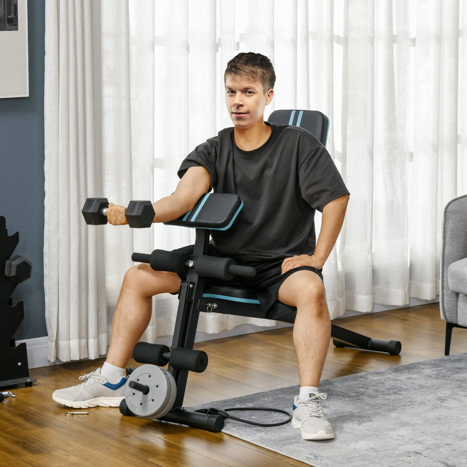 Foldable Adjustable Weight Bench, Full Body Workout, Blue