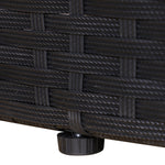 5 Pcs Cushioned Outdoor Rattan Round Sofa Bed Table Set | Black