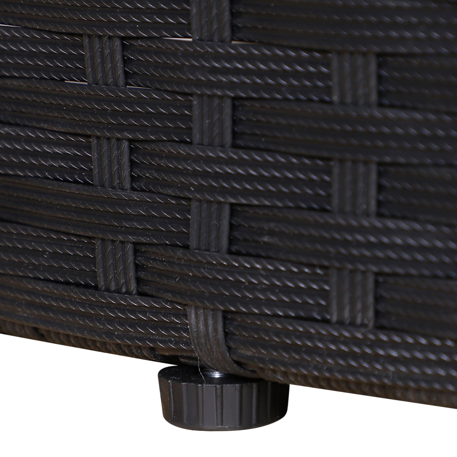 5 Pcs Cushioned Outdoor Rattan Round Sofa Bed Table Set | Black