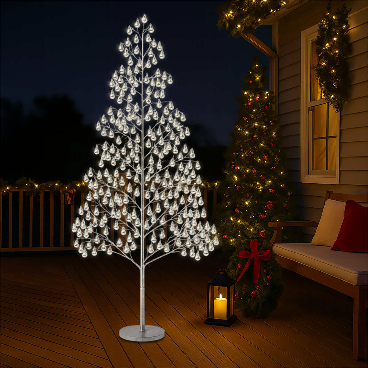 210cm 1200 Warm White Micro Led Tree 5m Lead | Silver