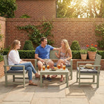 4 Seater Wooden Garden Furniture Set With Loveseat, Chairs, Table | Grey