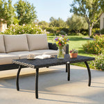 90 Cm Rattan Garden Coffee Table Wicker Outdoor Table Furniture | Black