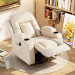 Massage Recliner Chair With 8 Vibration & Heat | Cream