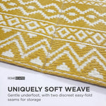 Luxury Outdoor Rug Waterproof Reversible For Garden Patio 100% Recycled, Yellow Anna Aztec | 180cm x 270cm | Yellow