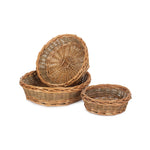 Wicker Unpeeled Willow Round Tray | Set-of-3 | Brown