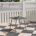 Garden Table For 4/6 Person W/ Slat Top, Steel | Medium | Gray