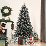 6ft Artificial Snow Dipped Christmas Tree Xmas Holiday Pencil Tree Green | 6ft | Multi Colour